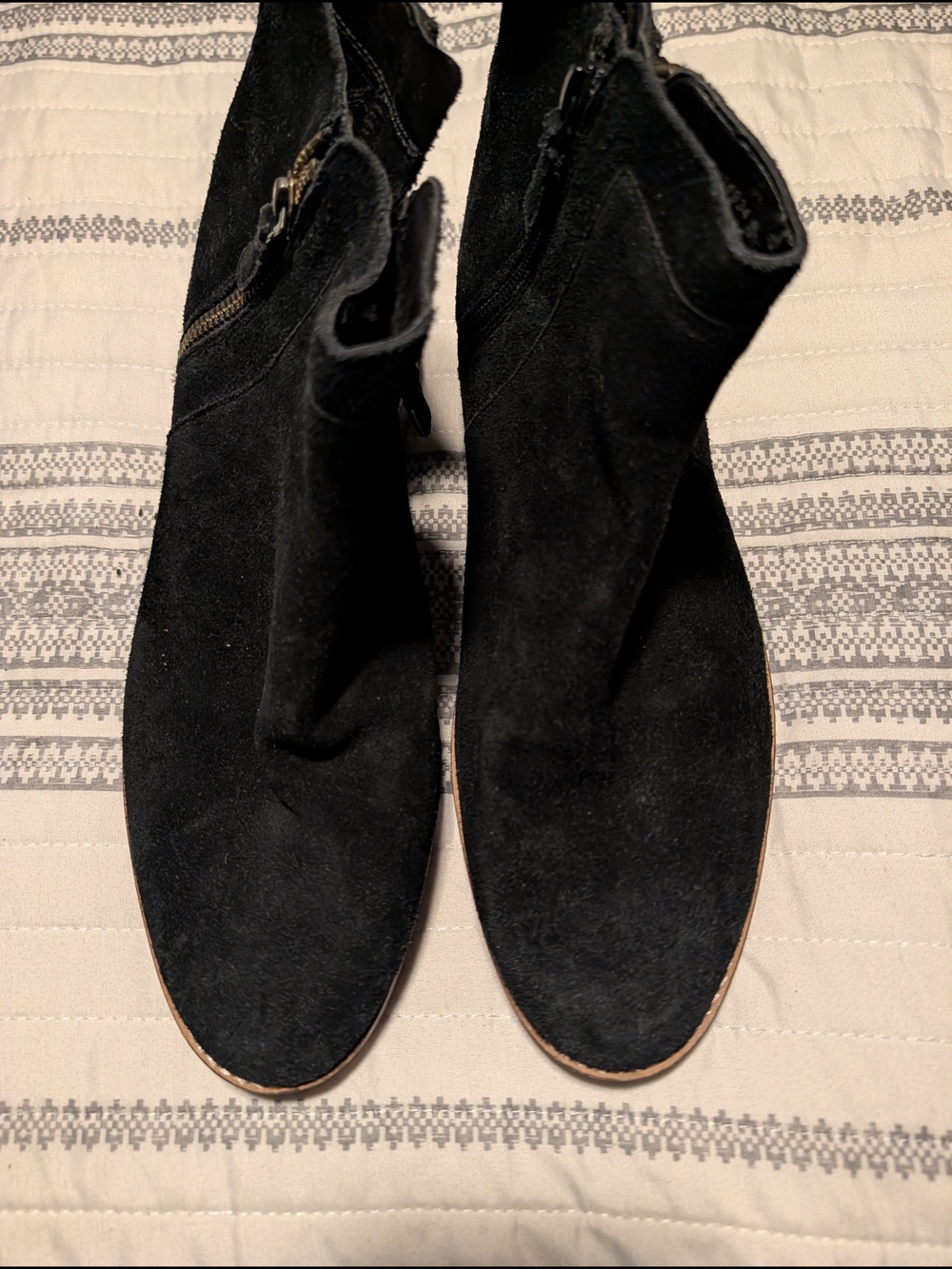 Cole Haan Black Suede Ankle Booties with Side Zipper